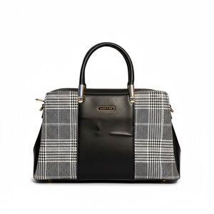 Charles & Keith Black and White Checkered Satchel